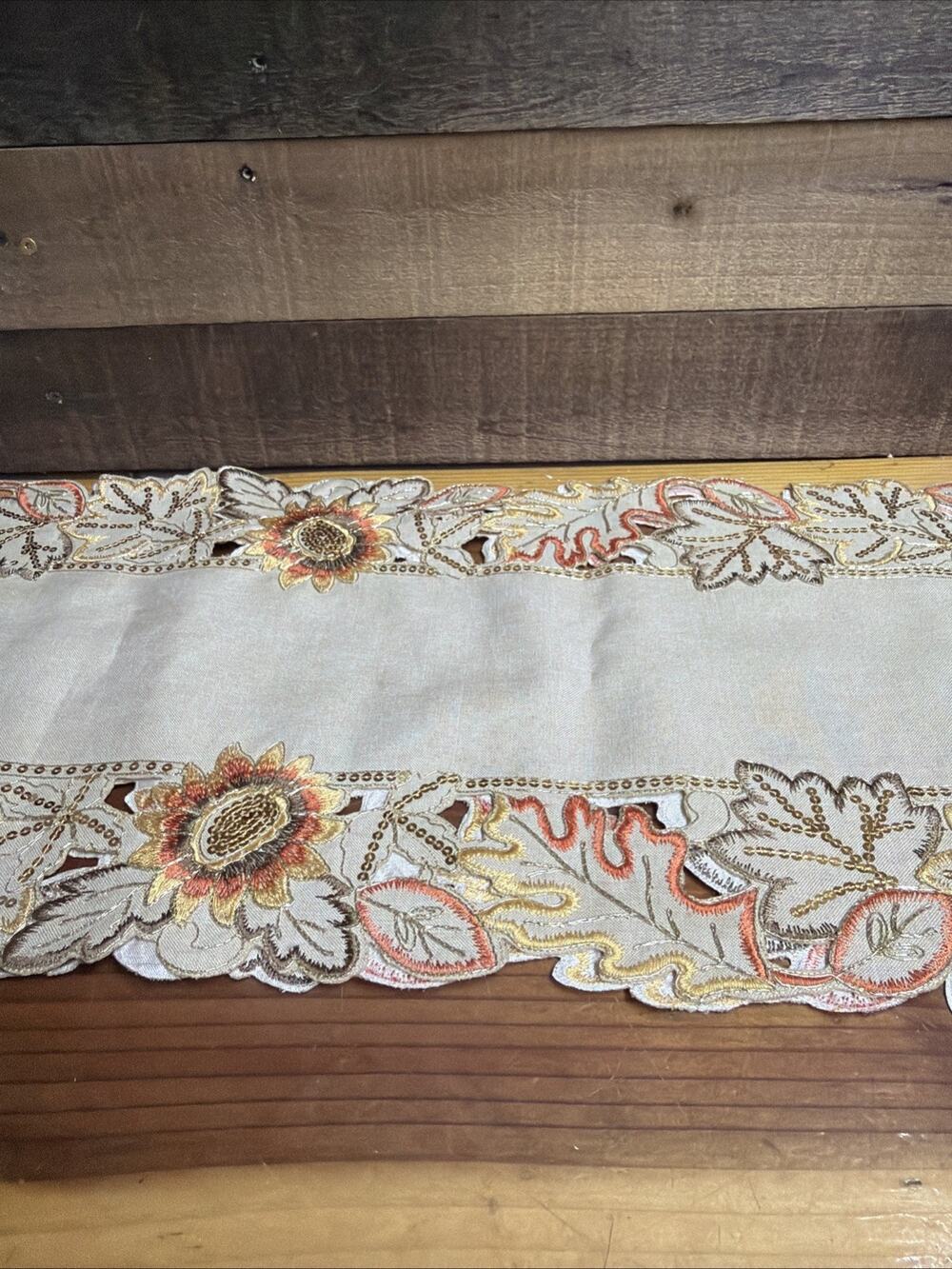 Thanksgiving Fall Sunflowers Sequined Table Runner 14x72
